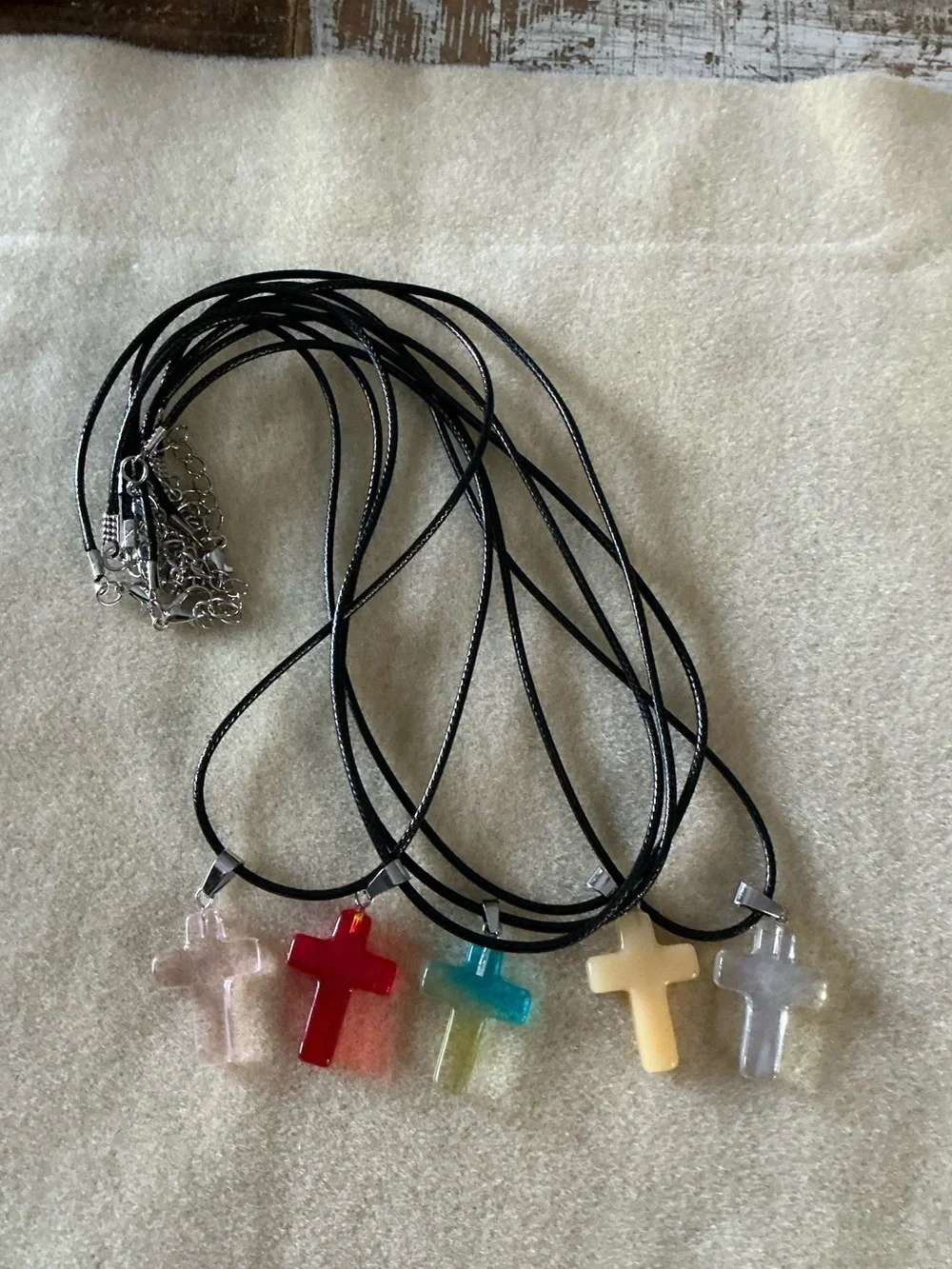 Colorful Cross Pendant Necklaces, set of 5